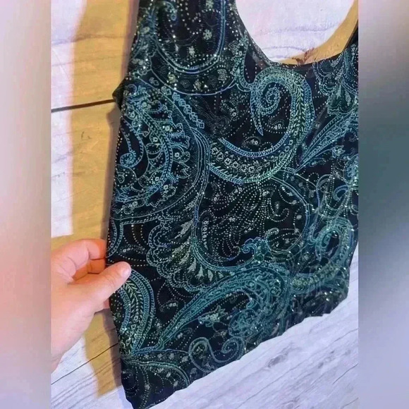 Alex Evening Vintage Paisley Glittering Top - Picture 2 of 7